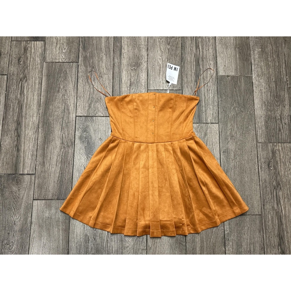 JW PEI Dress Womens Small Orange Faux Suede Fit Flare Short Sundress